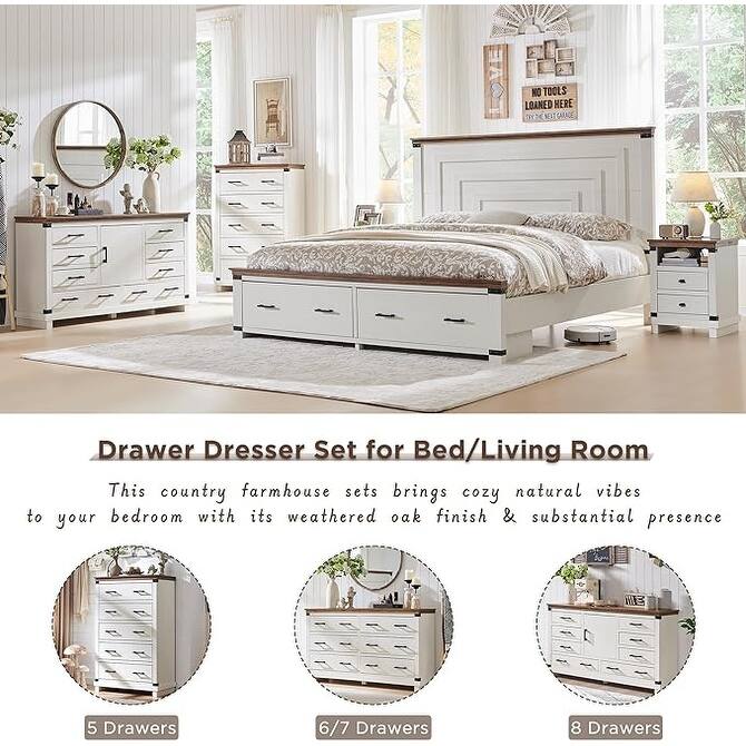 18" Farmhouse Nightstand with Charging Station, Night Stand, End Table