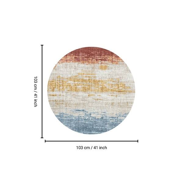 dimension image slide 6 of 13, Round Area Rugs Oriental Floral Rugs Soft Indoor Rug