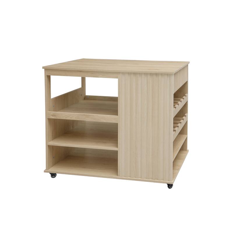 Kitchen Island Cart Serving Trolley Wine Rack Credenza Tableware Cabinet