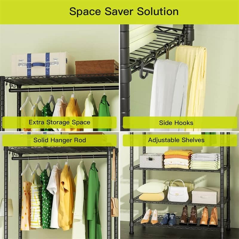 4 Tier Garment Rack - 25.6"L x 15.7"D x 73.2"H