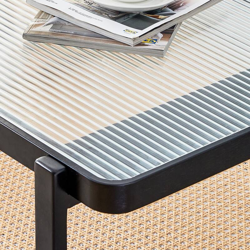 Coffee Table Solid Wood End Table Imitation Rattan Center Table