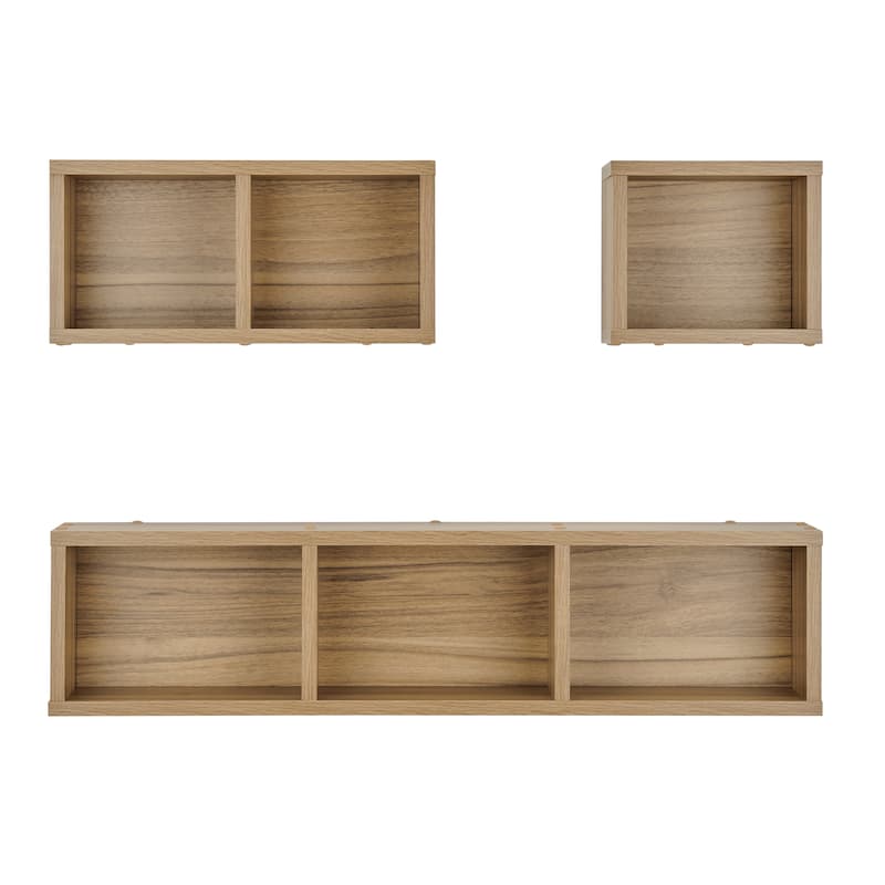 Danya B. Bauhaus Floating Geometric Cubby Wall Shelves - Set of 3 Sizes