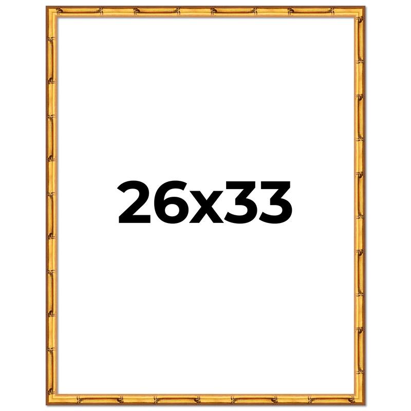 26x33 Frame Gold Bamboo Picture Frame Modern Photo Frame Includes UV Acrylic Shatter Guard Front Acid Free Foam Backing Board