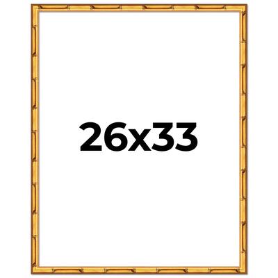 26x33 Frame Gold Bamboo Picture Frame Modern Photo Frame Includes UV Acrylic Shatter Guard Front Acid Free Foam Backing Board