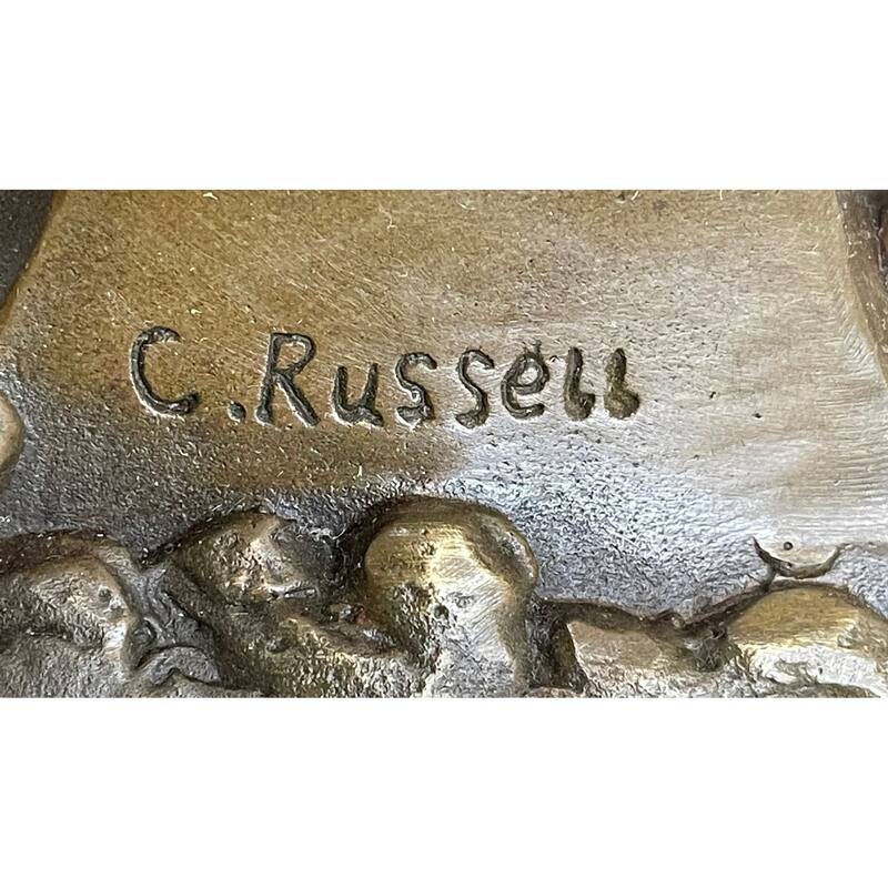Large American Buffalo Bison Bronze Sculpture By Russell Hotcast Figure Decor