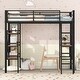 preview thumbnail 4 of 12, Metal Loft Bed Frame with Built-in Desk and 3-Tire Shelf Under Bed,Twin Size