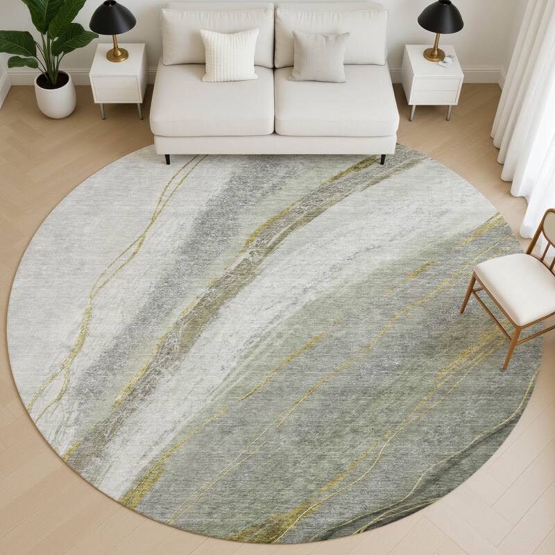 Premium Washable Super Soft Modern Motion Mayfield Rug - Aloe - 8' x 8'
