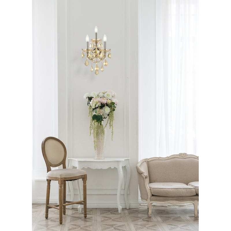 Fleur Illumination Collection Wall Sconce D:12in H:22in E:8.5in Lt:3 Golden Teak Finish