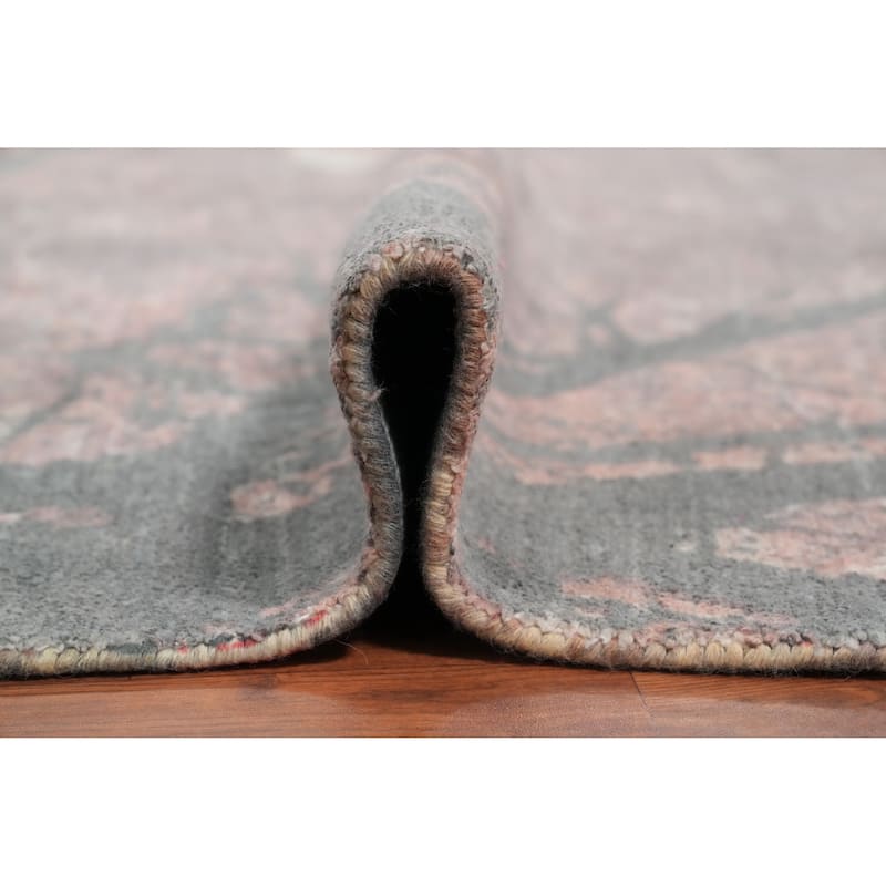 Hand Knotted Oriental Viscose Silk Carpet Modern Pictorial Coral Abstract Area Rug - 6' 2'' X 3' 11''