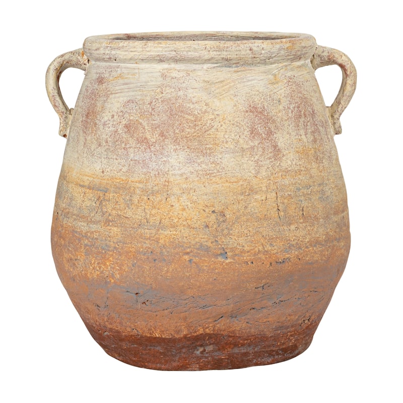 Whitewashed Terra-cotta Urn - Beige