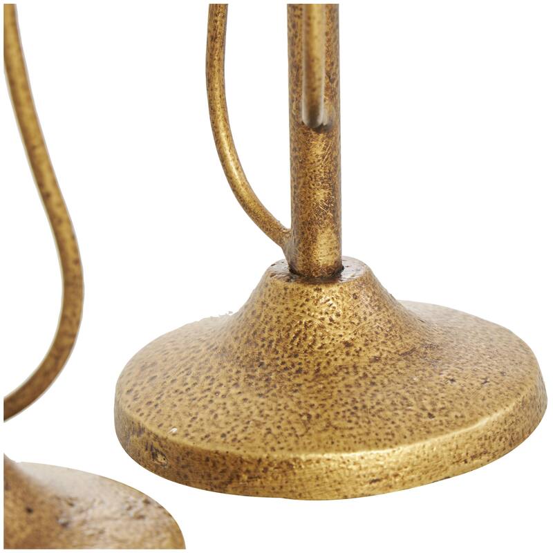 Metal Abstract Mushroom Inspired Candle Holder - Set of 2 Gold - Roche River Decor