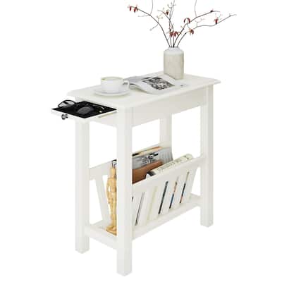 Gymax Side Table End Table Nightstand w/ Bottom Storage Shelf & Rubber