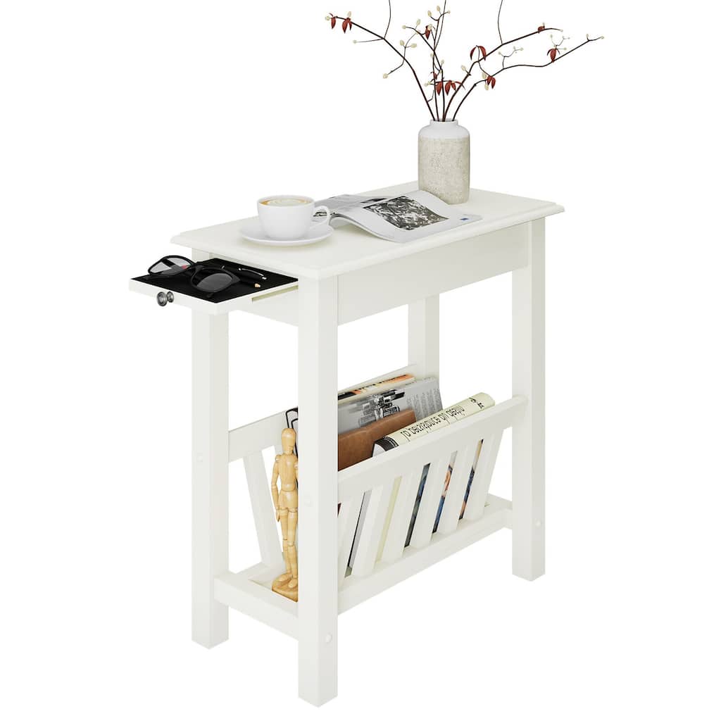 Gymax Side Table End Table Nightstand w/ Bottom Storage Shelf & Rubber