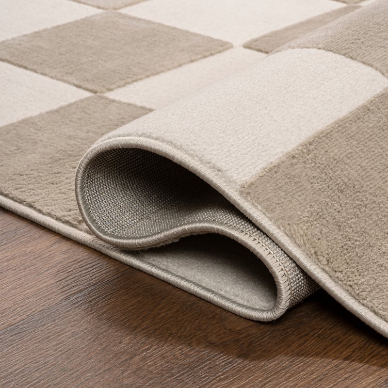 JONATHAN Y Helena Modern Geometric Checkerboard High-Low Area Rug