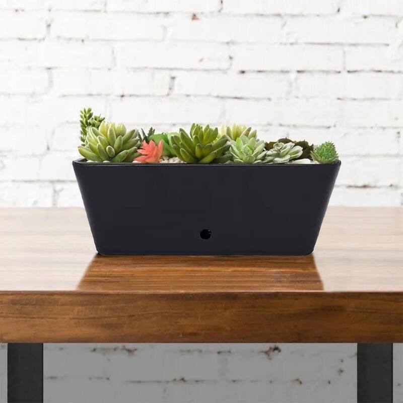 16" Rectangular Indoor/Outdoor Self-Watering Bamboo Planters - Black