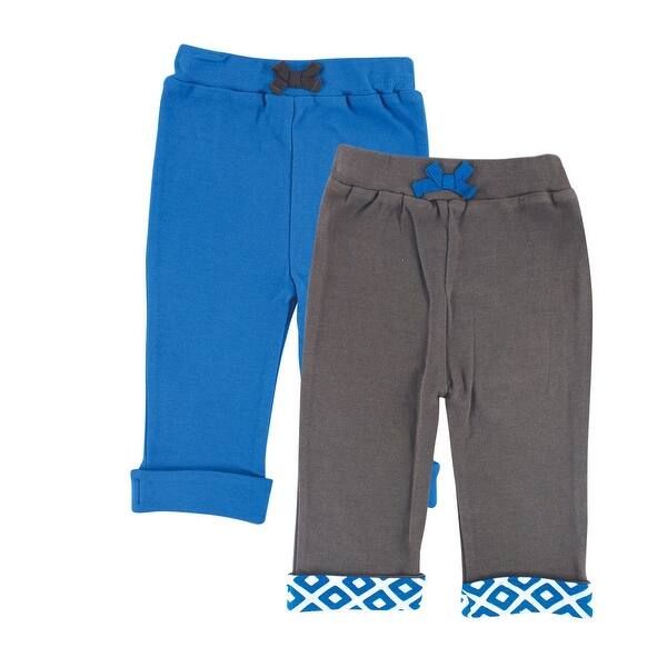 slide 1 of 1, Yoga Sprout Baby Boy Cotton Pants 2pk, Blue Elephant 0-3 Months - Blue Elephant