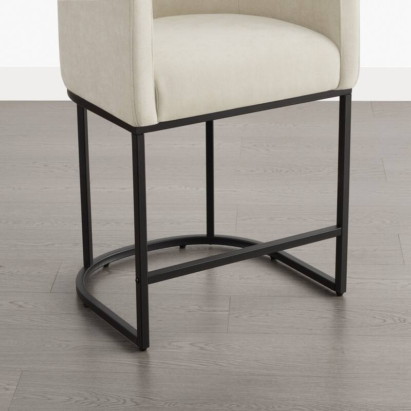 Spruce & Spring Modern Upholstered Barrel Counter Bar Stool with Arm
