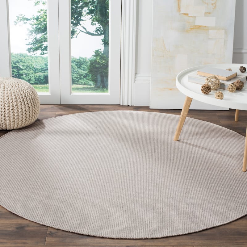 SAFAVIEH Handmade Flatweave Montauk Mariko Casual Cotton Rug - 6' x 6' Round - Ivory/Grey