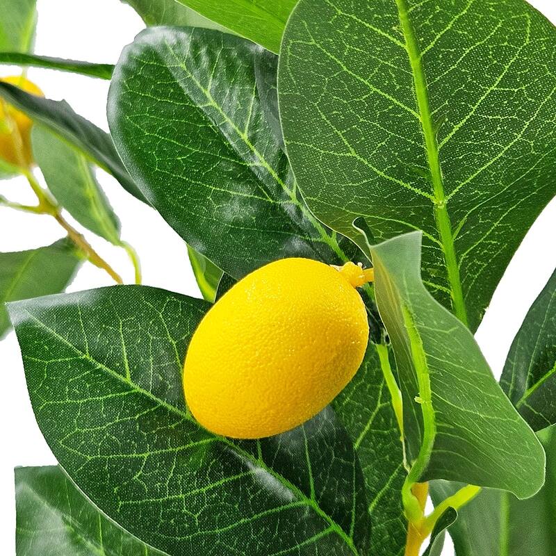 12x12x31.5"H Artificial PEVA Lemon Tree with Lifelike Greenery and Black Plastic Pot - Black,Green,Yellow