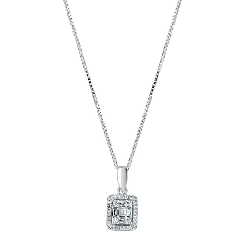 Auriya 1/3cttw Emerald Halo Diamond Necklace 14k Gold (H-I, I1-I2)