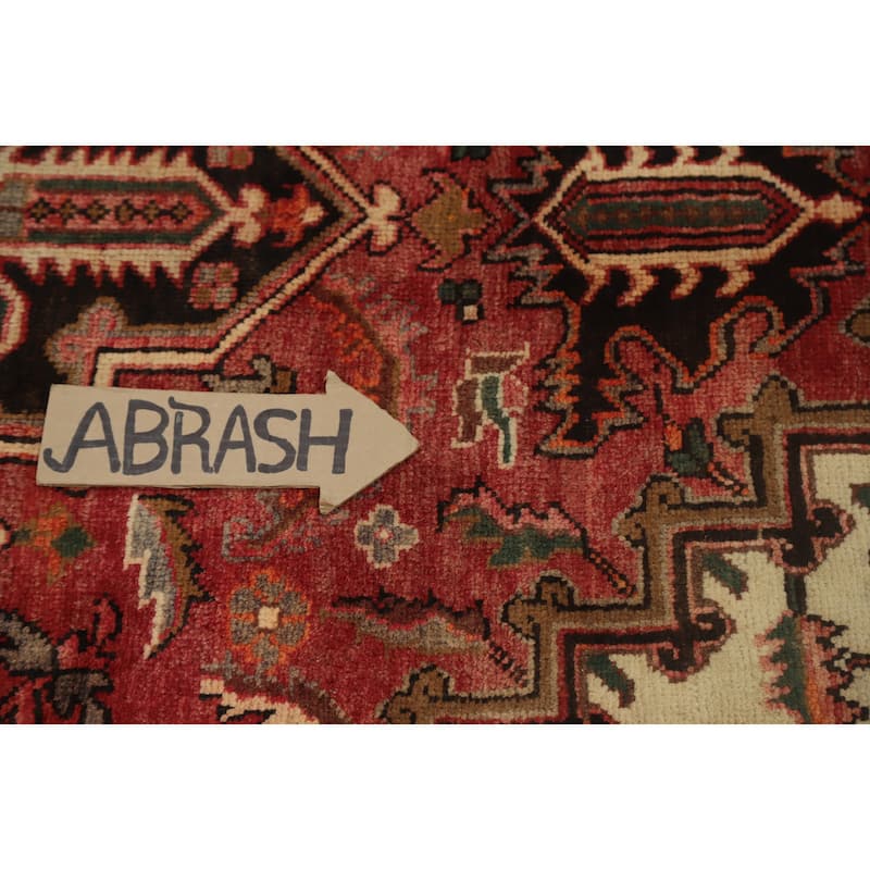 Hand Knotted Oriental 100% Wool Carpet Traditional Medallion Red Heriz Area Rug - 9' 5'' X 6' 6''
