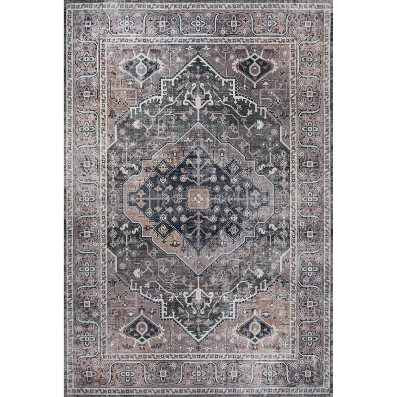 JONATHAN Y Kemer Ogee Medallion Machine Washable Area Rug