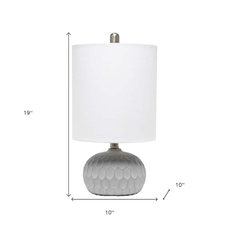 HomeRoots 19" Gray Concrete Geometric Table Lamp With White Drum Shade - 10.00 in. x 19.00 in. x 10.00 in.