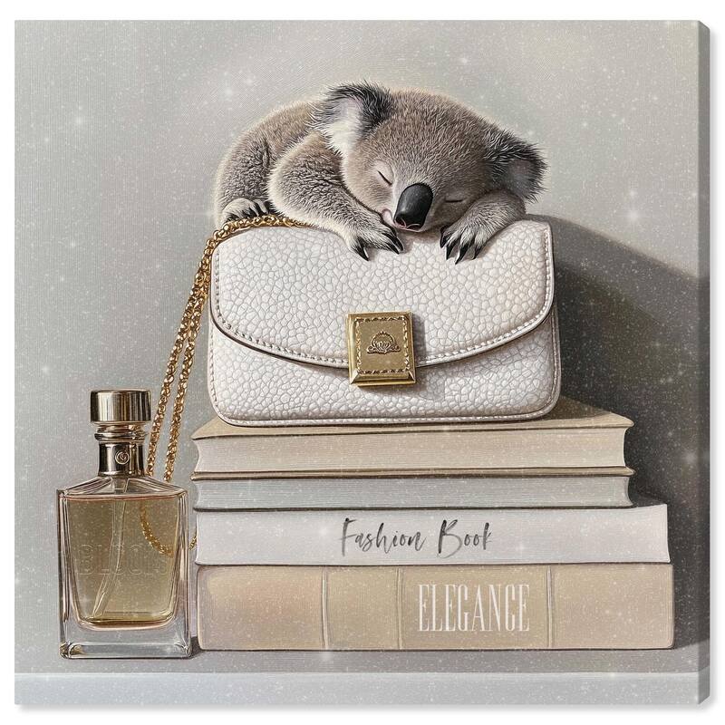 Koala on Fashion Books Canvas by Art Remedy, Gallery Wrapped - 30" x 30"