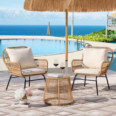 FINCATI BOHO Luxury Outdoor Patio Wicker Conversation Sectional Sofa Set