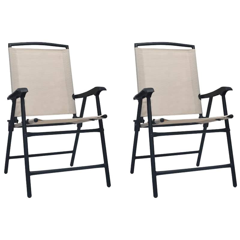 vidaXL 2x Folding Patio Chairs Texilene Camping Dinner Chair Seat Multi Colors