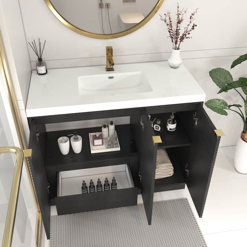 Milano 42" Freestanding (Left Doors) Bathroom Vanity with Reinforced Acrylic Sink