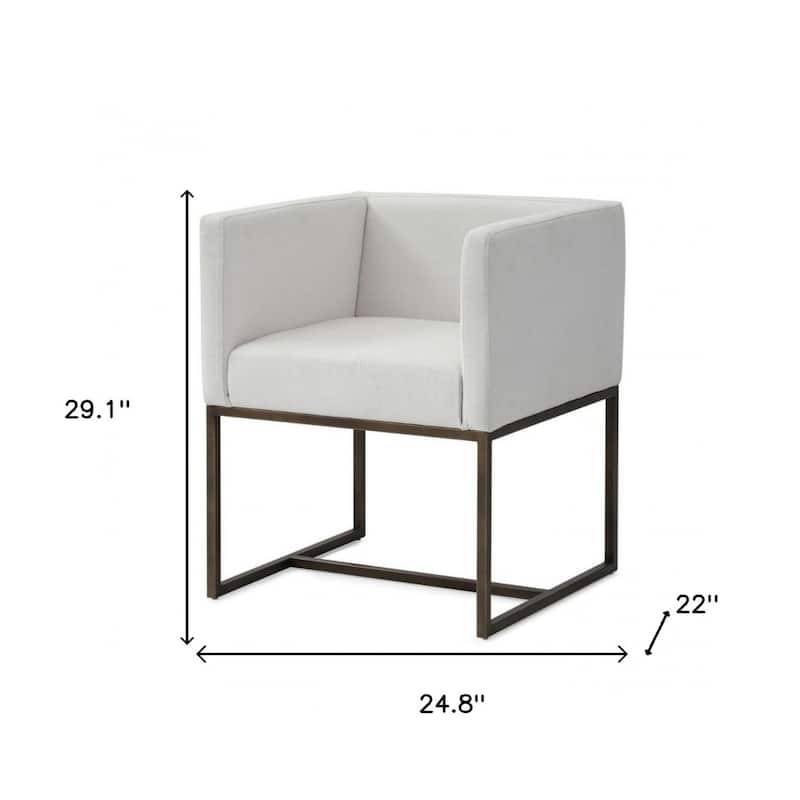 Stylish Off White Upholstered Dining Chair with Brass Leg Support - 22” x 24.80” x 29.10”