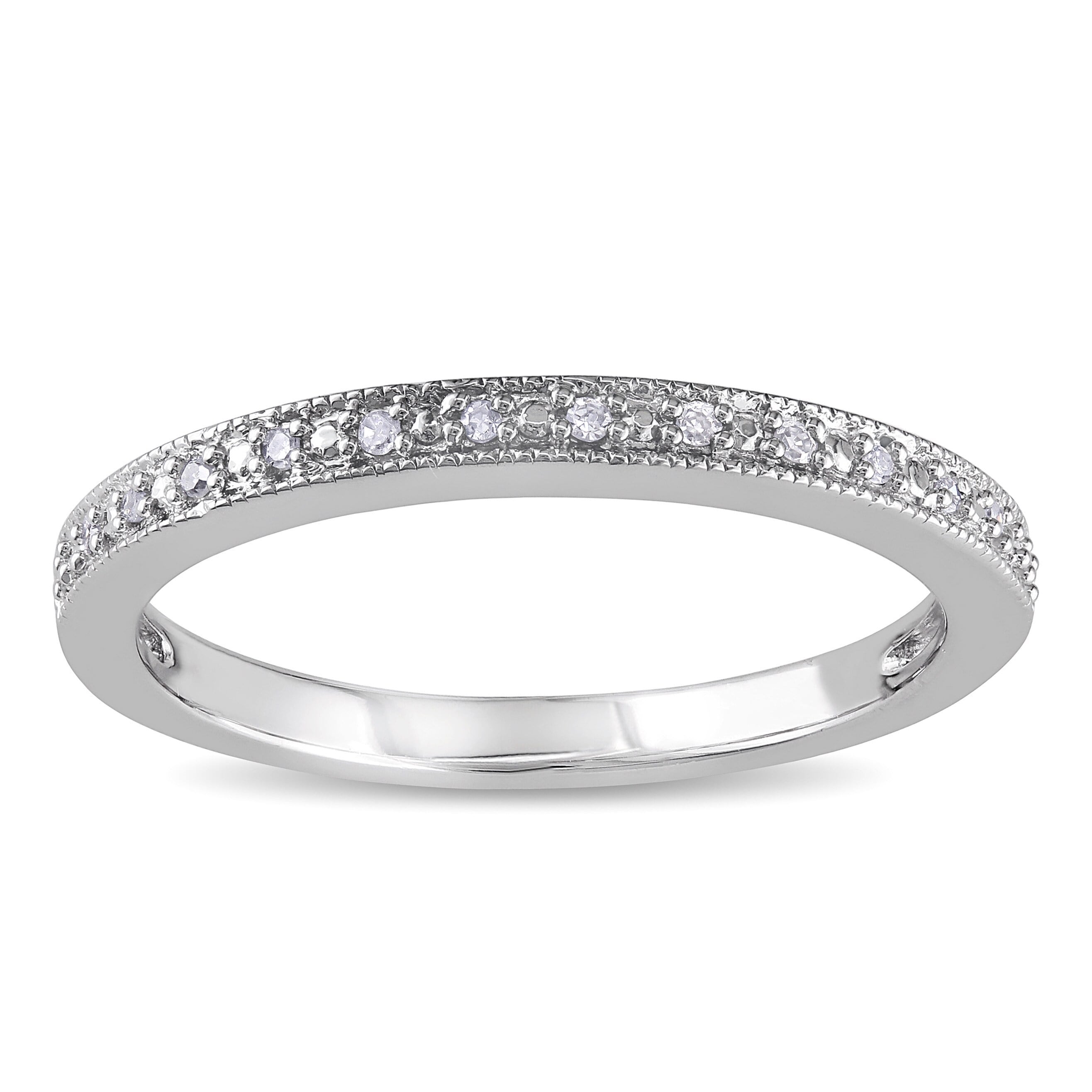 Miadora 10k White Gold Diamond Accent Stackable Wedding Band Ring