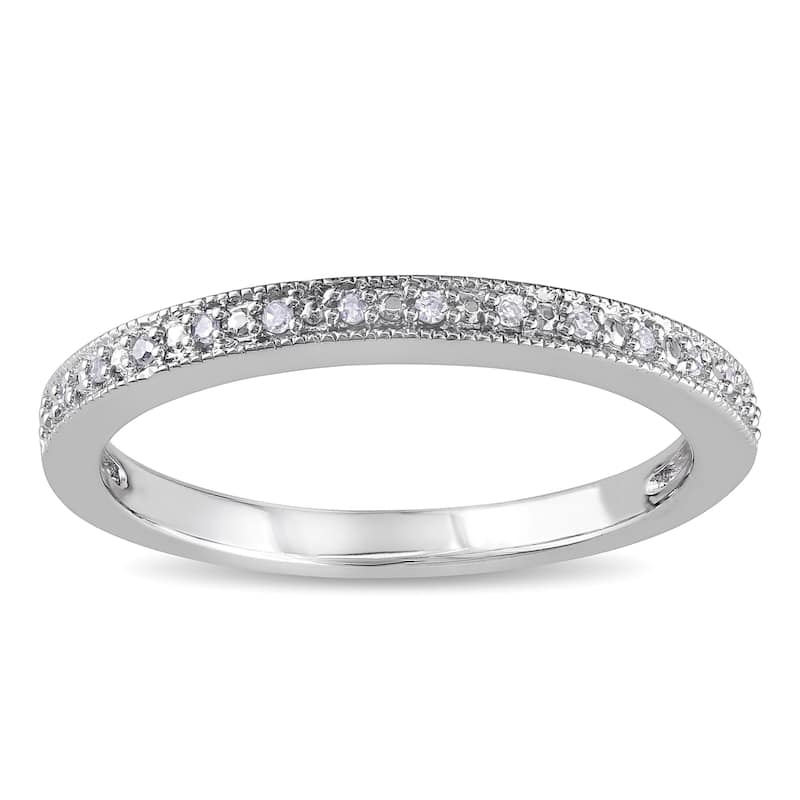 Miadora 10k White Gold Diamond Accent Stackable Wedding Band Ring