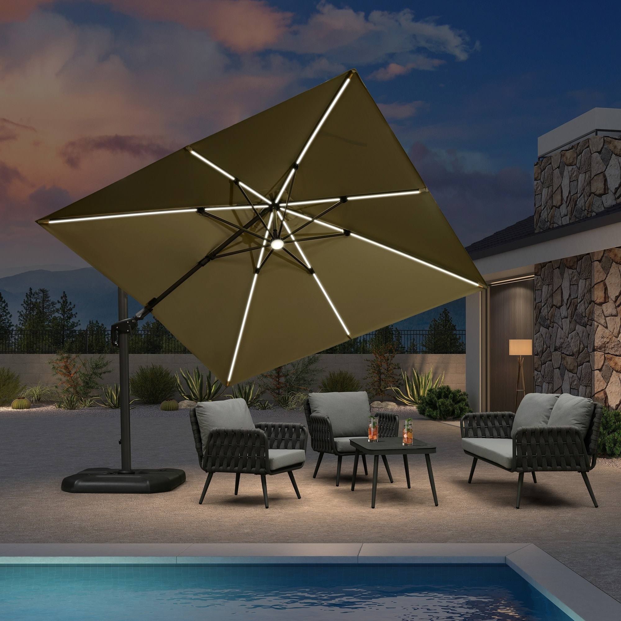 cantilever swivel patio umbrellas MEVBC 10 X 13 FT Outdoor Umbrella with LED Lights Shield your outdoor space with a UV 11x11ft Backyard Telescopic Umbrella, Extra