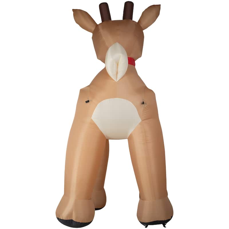 Gemmy Christmas Airblown Inflatable Standing Rudolph w/Scarf Colossal Rudolph, Tall, Brown