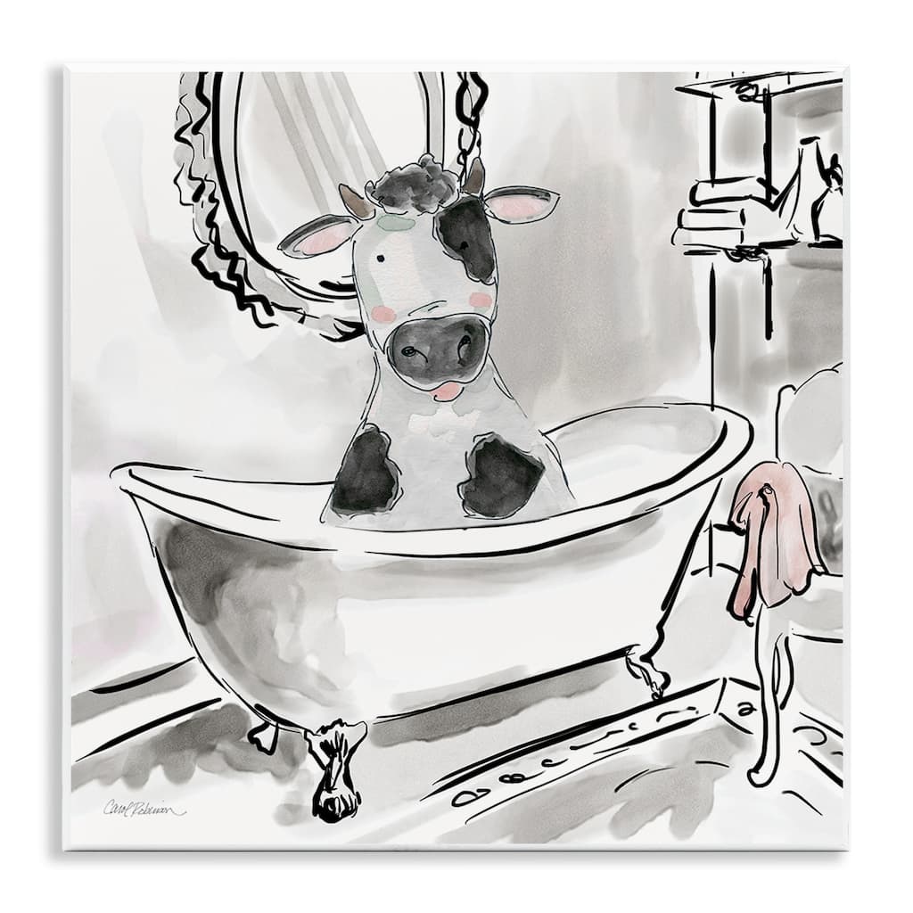 Stupell Minimal Bathtub Cow Wall Plaque Art Design By Carol Robinson