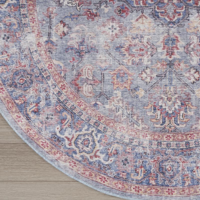 Gufav Power Loomed Distressed Geometric Floral Traditional Area Rug By HomeRoots - 94' X '94' X '0.28