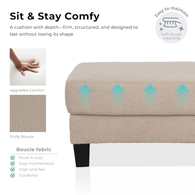 Furniture of America Xenia Modern Boucle Ottoman with Storage