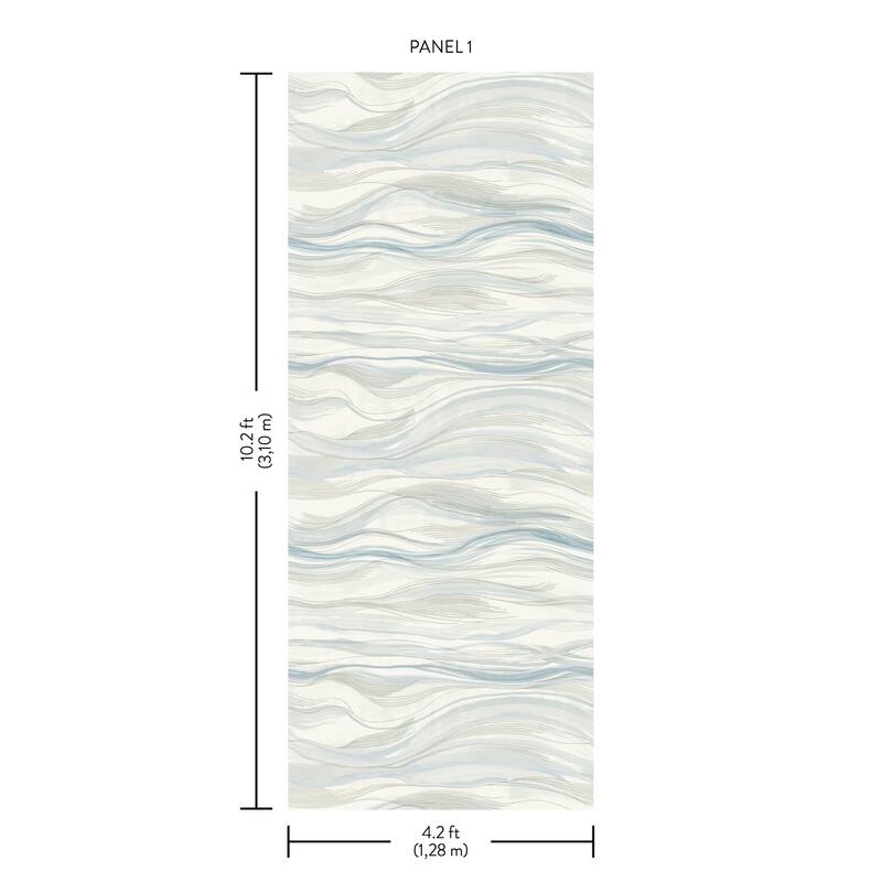 Greensboro Blue Mylar Unpasted Geometrics Currents Mural Wallpaper