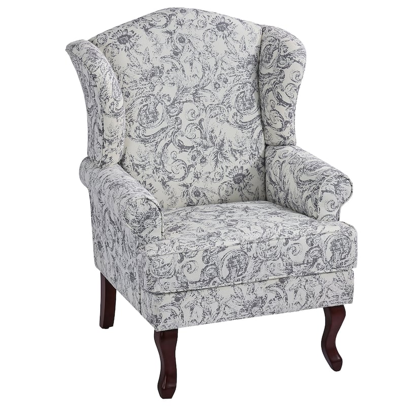 2 Set Traditional Rolled Arm Wing Back Accent Chair