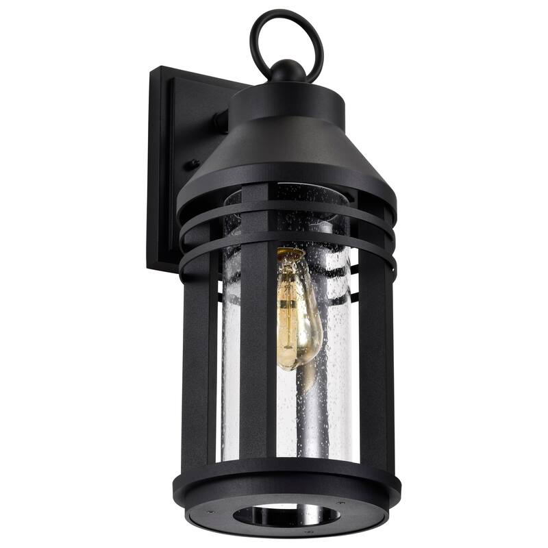 Wilton 1 Light Large Wall Lantern Matte Black with Clear Seeded Glass