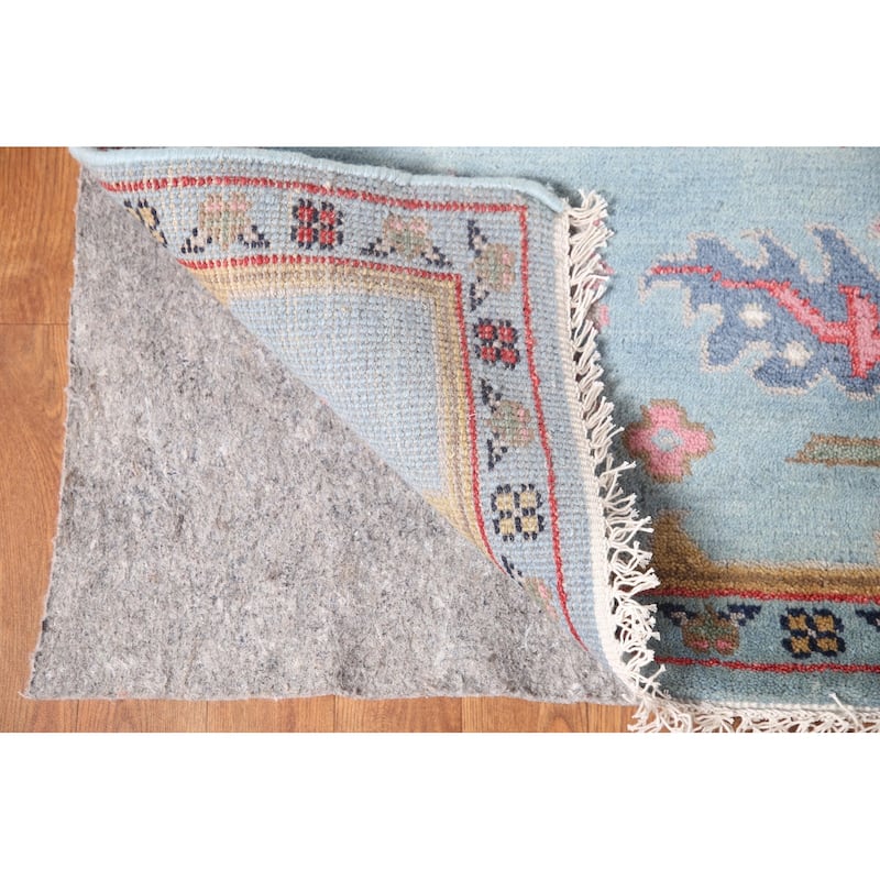 Light Blue Oushak Area Rug Hand-Knotted Oriental Wool Carpet - 8'3"x 9'10"