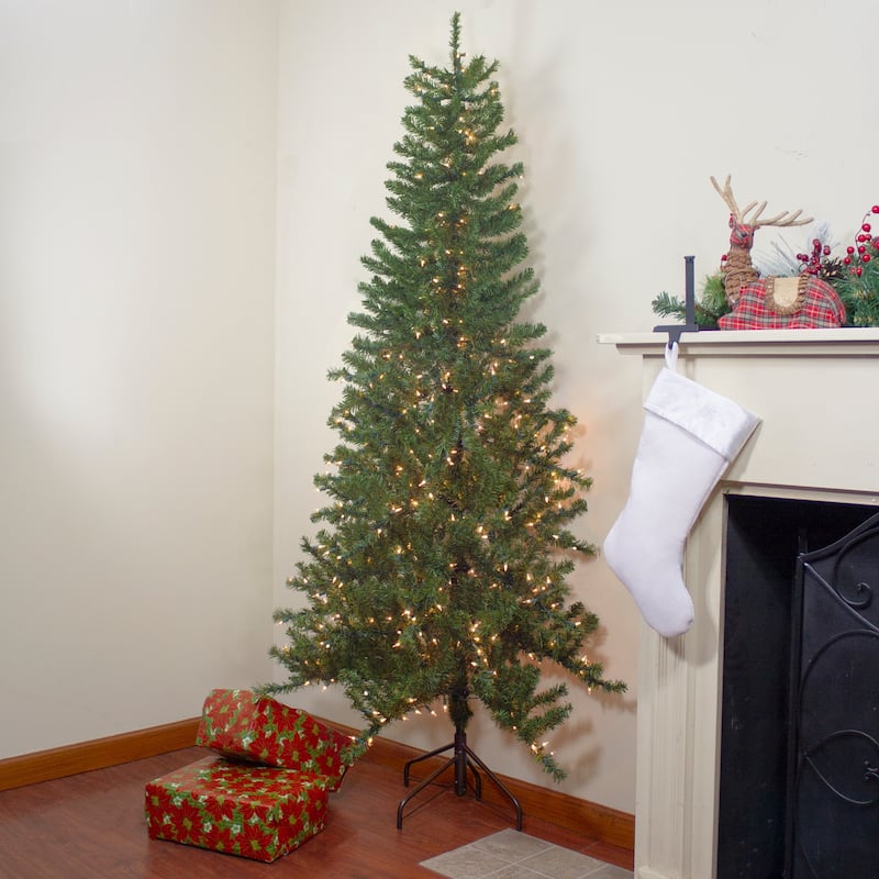 6.5' Pre-Lit Canadian Pine Slim Artificial Christmas Wall Tree