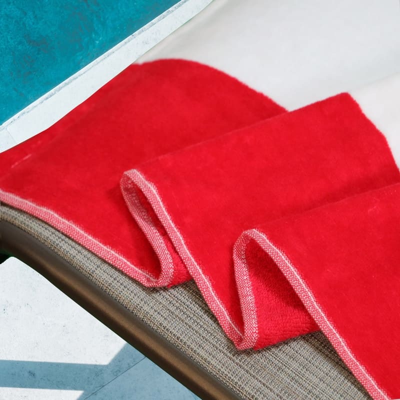 100% Cotton Cabana‑Stripe Lounge Chair Cover Terry Towel with Fitted Pocket & Back Flap Set of 2