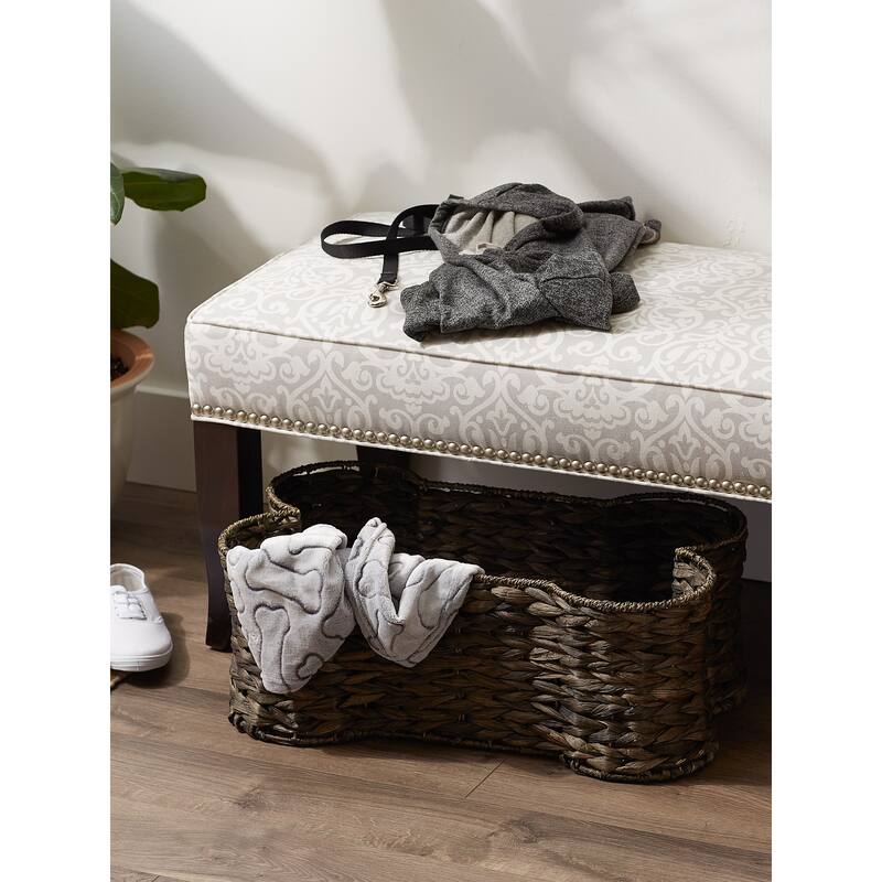 Bone Dry White Wash Hyacinth Bone Pet Basket Large 24x15x9