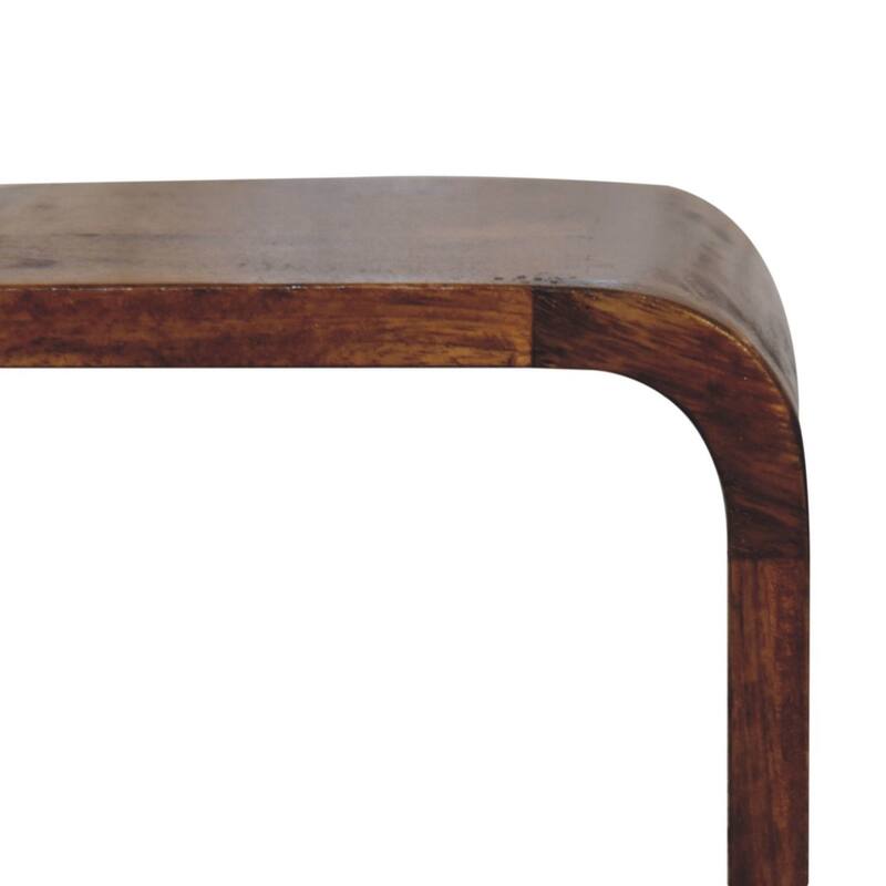 Solid Wood Extra Mini Minimalist Open Curved Chestnut Bedside