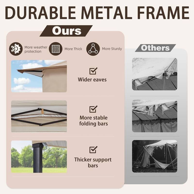 Bezseller 11' x 11' Pop -up Gazebo Tent with Mosquito Netting, Outoor Canopy Tent for Patio Garden Backyard Party