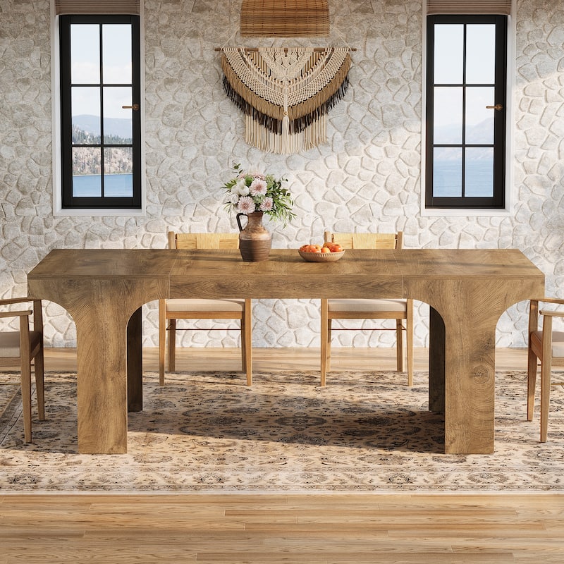 Wooden Rectangular Dining Table for 6-8 People with Sled Base