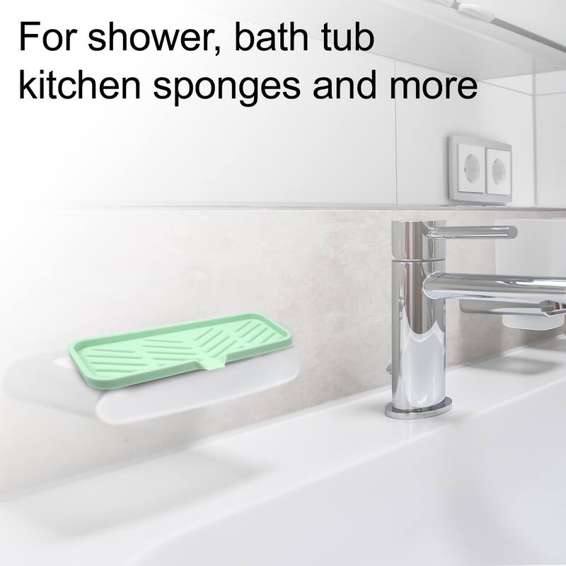 Soap Dish Keep Soap Dry for Home Bathroom Kitchen Silicone - Light Green - 23x10cm